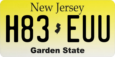 NJ license plate H83EUU