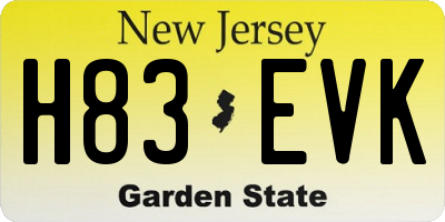 NJ license plate H83EVK