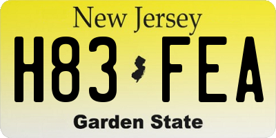 NJ license plate H83FEA
