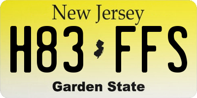 NJ license plate H83FFS