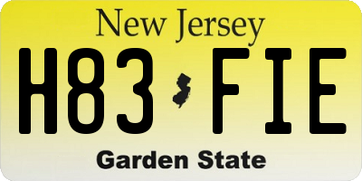 NJ license plate H83FIE