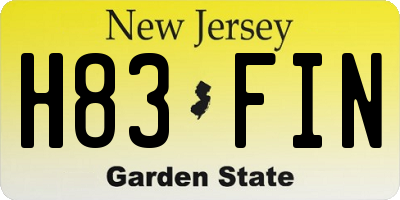 NJ license plate H83FIN