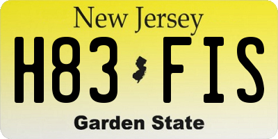 NJ license plate H83FIS