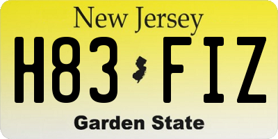 NJ license plate H83FIZ