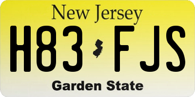 NJ license plate H83FJS