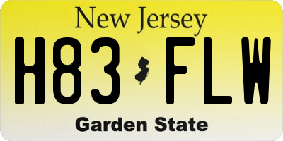 NJ license plate H83FLW