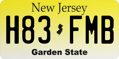NJ license plate H83FMB