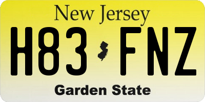 NJ license plate H83FNZ