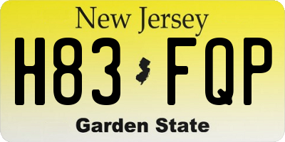 NJ license plate H83FQP