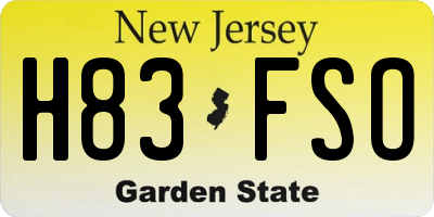 NJ license plate H83FSO
