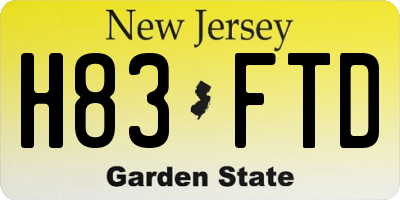 NJ license plate H83FTD