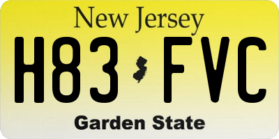 NJ license plate H83FVC