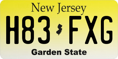 NJ license plate H83FXG