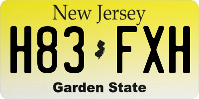 NJ license plate H83FXH