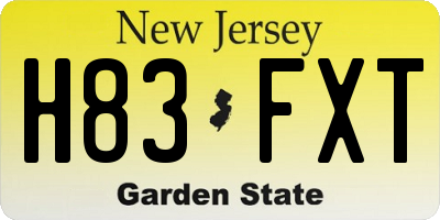 NJ license plate H83FXT