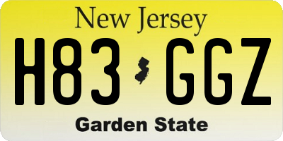 NJ license plate H83GGZ