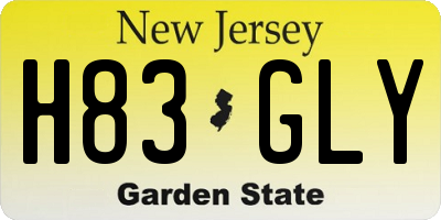 NJ license plate H83GLY