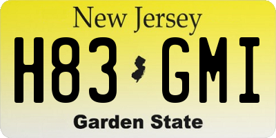 NJ license plate H83GMI