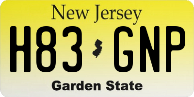 NJ license plate H83GNP