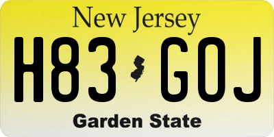 NJ license plate H83GOJ