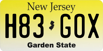NJ license plate H83GOX