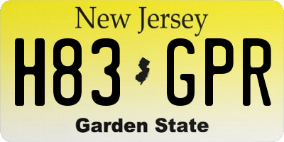 NJ license plate H83GPR