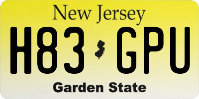 NJ license plate H83GPU