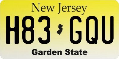 NJ license plate H83GQU