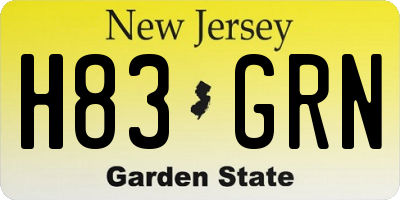 NJ license plate H83GRN