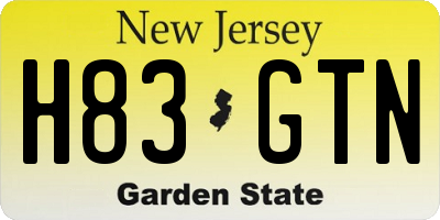 NJ license plate H83GTN