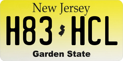 NJ license plate H83HCL