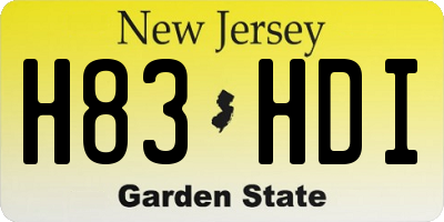 NJ license plate H83HDI