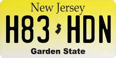 NJ license plate H83HDN