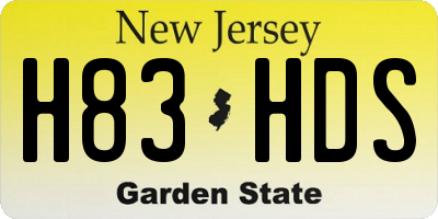 NJ license plate H83HDS
