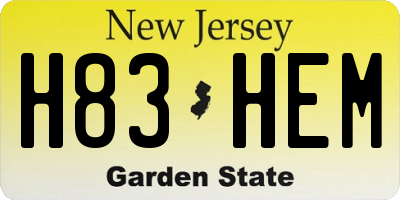 NJ license plate H83HEM