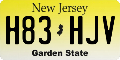NJ license plate H83HJV