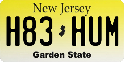 NJ license plate H83HUM