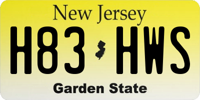 NJ license plate H83HWS
