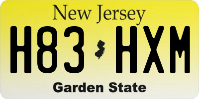 NJ license plate H83HXM