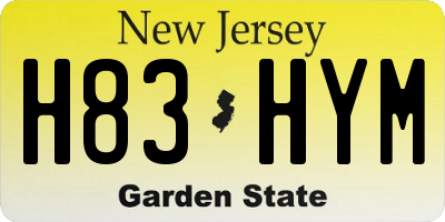 NJ license plate H83HYM