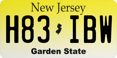 NJ license plate H83IBW