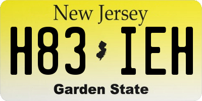 NJ license plate H83IEH