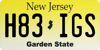 NJ license plate H83IGS