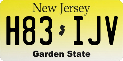 NJ license plate H83IJV