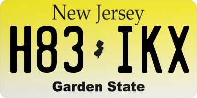 NJ license plate H83IKX