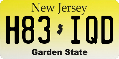 NJ license plate H83IQD
