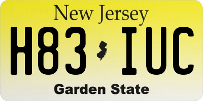 NJ license plate H83IUC