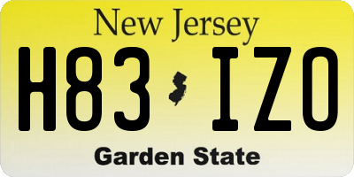 NJ license plate H83IZO