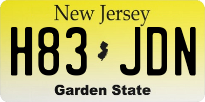 NJ license plate H83JDN