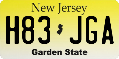 NJ license plate H83JGA